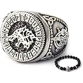 BAVIPOWER Viking Wolf Howling Fenrir Stainless Steel Rune Ring for Men Pagan Jewelry Great Protection Nordic Amulet Talisman