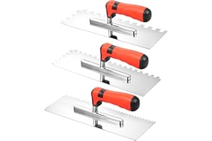 3 Pcs Square Notched Tile Trowel Set, Stainless Steel Square Notched Trowel, Notched Tiling Trowel for Tile Cement Drywall Pl