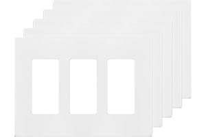 ENERLITES Screwless Decorator Wall Plate Child Safe Cover, Size 3-Gang 4.68" H x 6.53" L, Unbreakable Polycarbonate Thermoplastic, SI8833-W-5PCS, Glossy, White (5 Pack)
