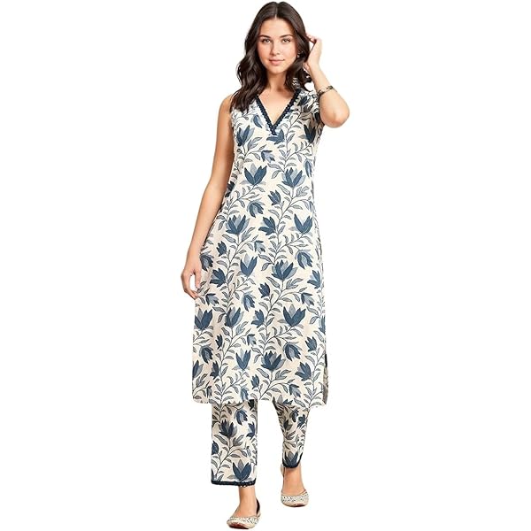 ANNI DESIGNER Kurta da donna in rayon viscosa con stampa dritta con