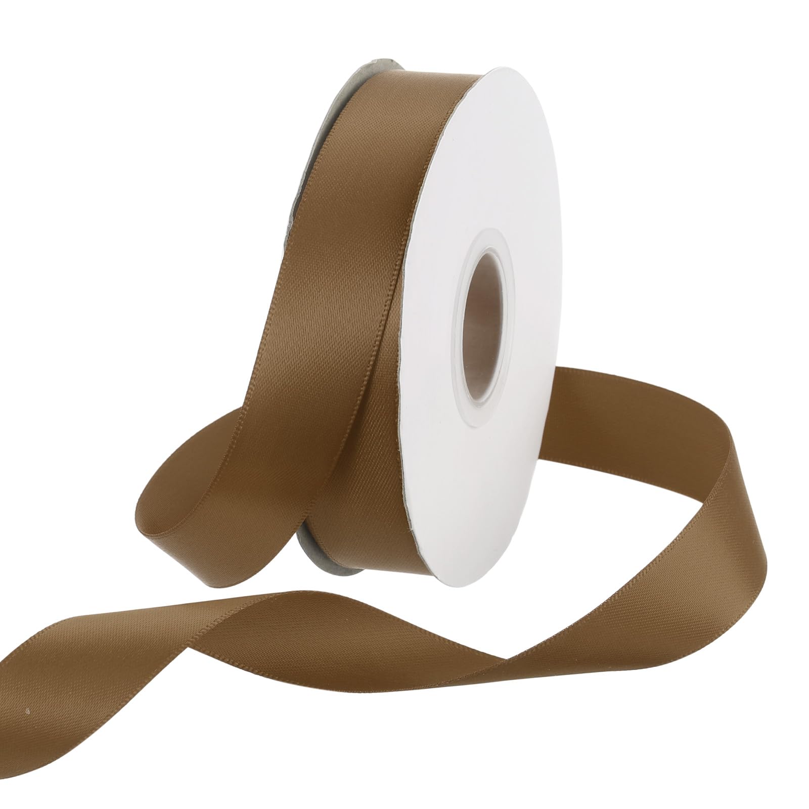 Rebower 20mm Satin Ribbon 46m Thick Double Face Grosgrain Silk Ribbon, [for Gift Wrapping, Hair Bows, Wedding, Cake, Flower] - 50 Yard/150ft/ Light Coffee
