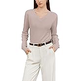 DAIMIDY Women Long Sleeve Sweater Wool Blend & V Neck Tops