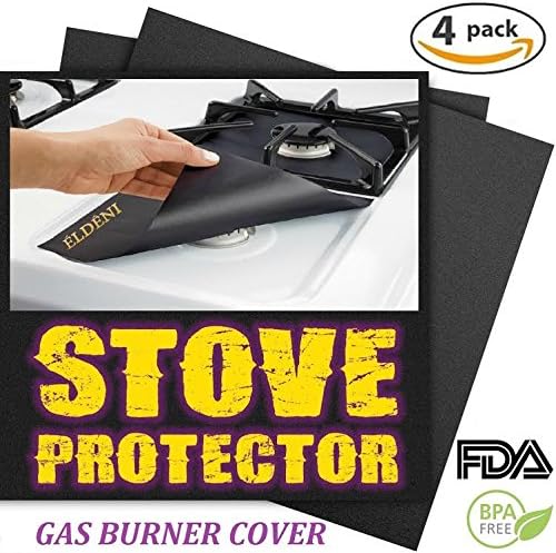 ELDENI 4-Pack Reusable Stove Burner Covers Non-stick Cuttable Protectors for Gas Range Stove Burners in Different Sizes, Dishwasher Safe, Easy to Clean