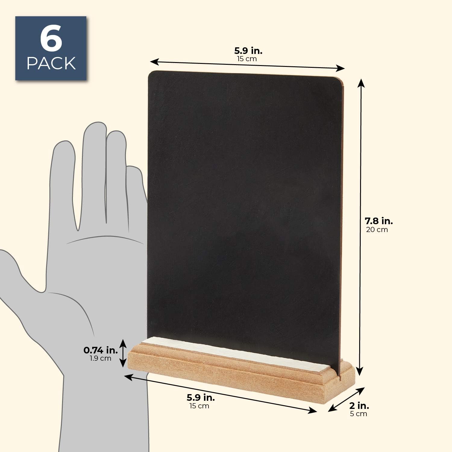Juvale Mini Tabletop Chalkboard Signs with Wood Base (6 Pack), 6 x 8 Inches : Office Products
