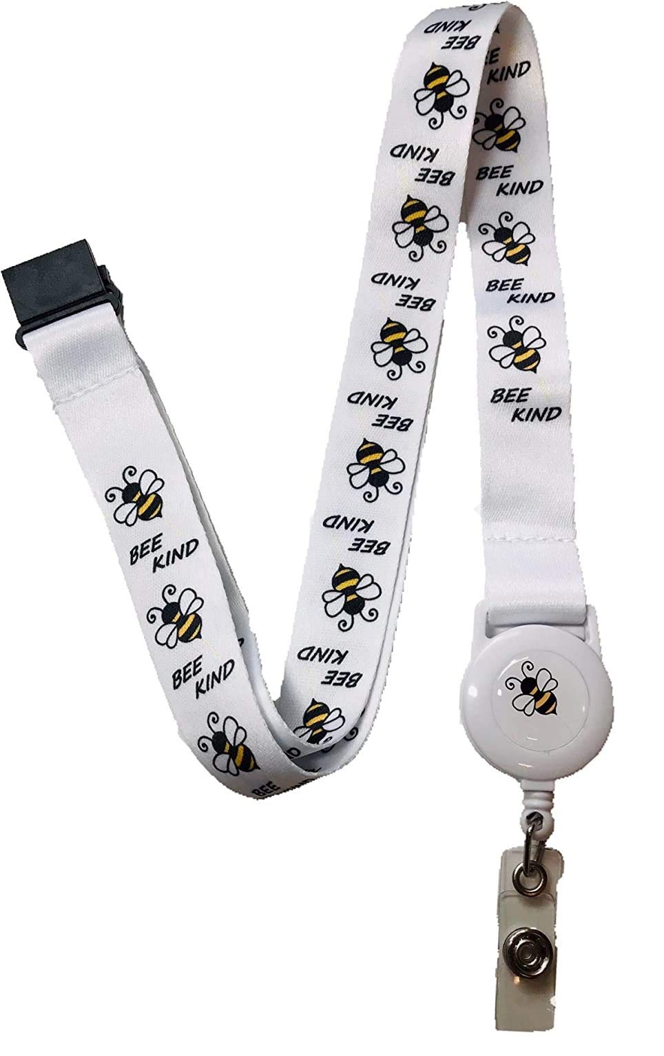 Bee Kind Neck Lanyard with Integrated Retacetable Badge Reel & Safety Breakaway