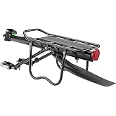 ROCKBROS Rear Bike Rack Quick Release Bike Cargo Rack for Luggage Commuting | Easy to install,heavy duty steel,red reflector,side protection,quick release system,rear back pannier rack with intructions