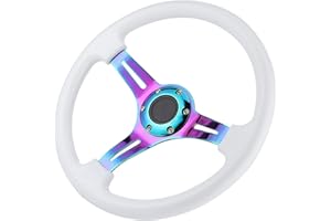 Drift Steering Wheel White,Universal Steering Wheel,Steering Wheels Accessories,14in 6-Hole Racing Steering Wheel Colorful Sp