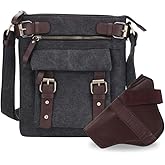 JESSIE & JAMES Bailey Canvas Concealed Carry Crossbody Bag for Women, Multi Pocket Medium Messenger Bags