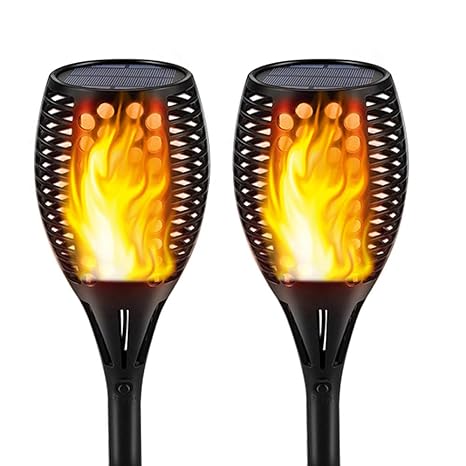 Amazon Com Gold Armour 2 Pack Solar Lights Upgraded Flickering