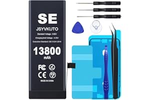 JSYVKUTO 13800mAh Battery for iPhone SE, New 0 Cycle Upgraded Higher Capacity Replacement Battery for iPhone SE with Full Set Repair Tool Kit, Model A1662、A1723、A1724