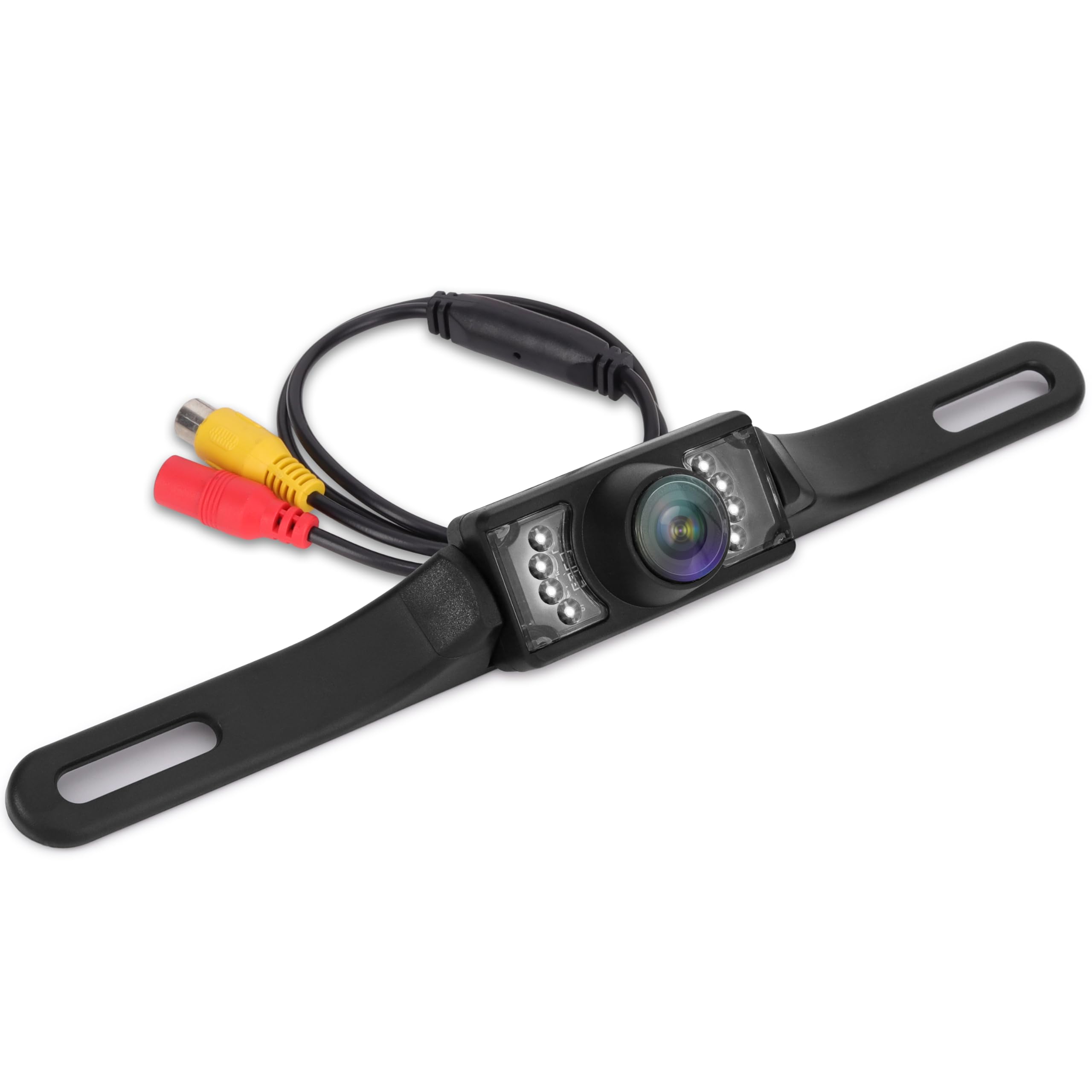 License Plate Rear View Camera - Built-in Distance Scale Lines Backup Parking/Reverse Assist Marine Grade Waterproof Adjustable Slim Bar Cam Night Vision LEDs w/ 420 TVL Resolution - Pyle PLCM10,Black