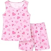 ICOSY Girls Pajamas 2 PCS Kids Pajamas Tank Tops and Shorts Clothes for Toddler Girls Size 8-15
