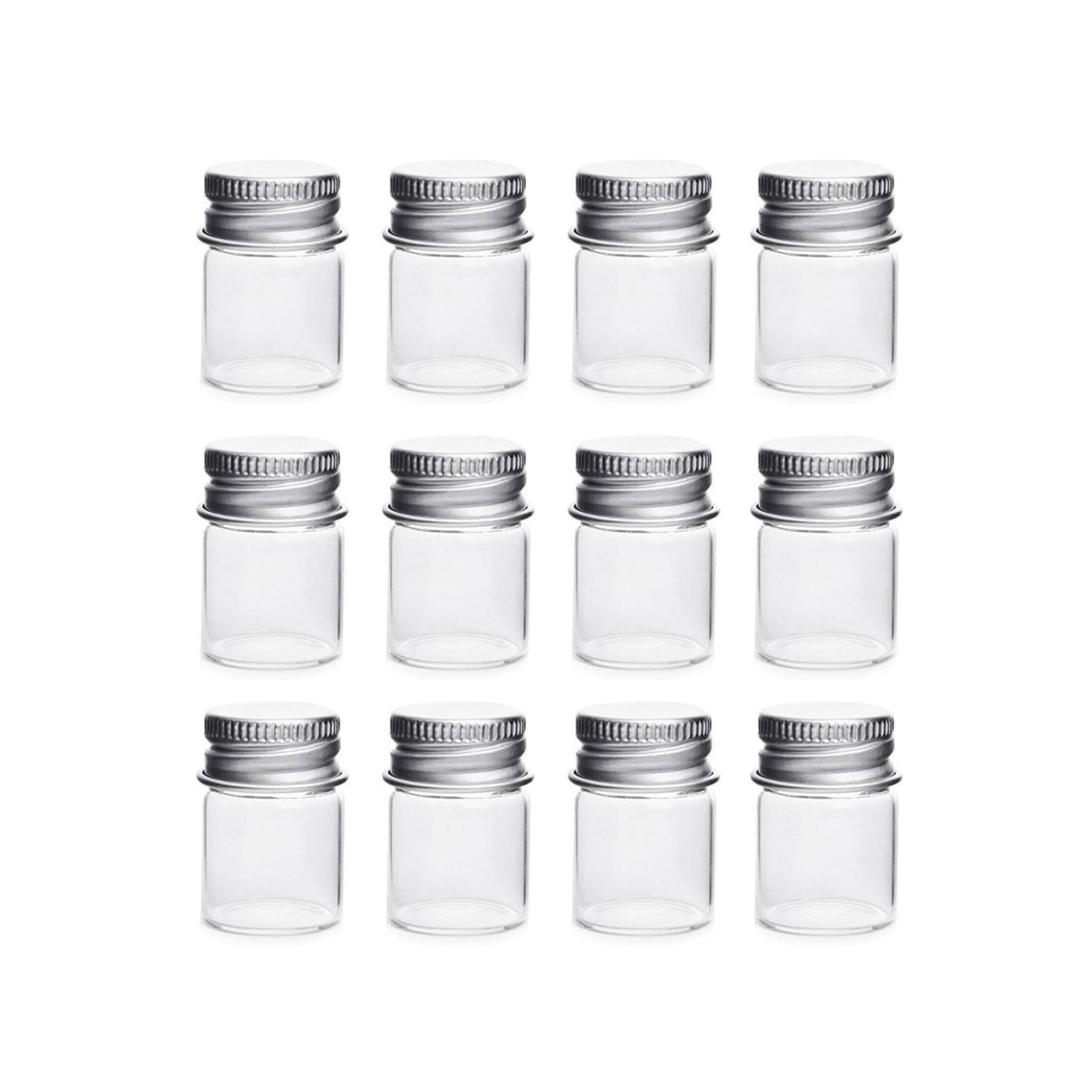 erioctry 5ml Clear Glass Bottles with Aluminum Screw Top - 12pcs (30x22mm, 5ml Capacity) - Wedding Favors, Decorations, Jewelry Accessories