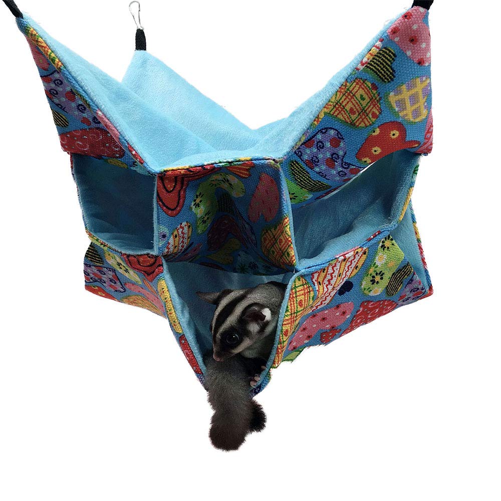 Oncpcare Small Pet Cage Hammock, Sugar Glider Triple Bed Hammock Rat Bed Guinea Pig Cage Accessories Bedding Cozy Ferret Tunnel Cave Small Animals Bed for Chinchilla Parrot Hamster