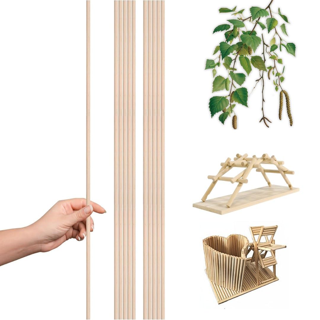 Photo 1 of ***SIMILAR ITEM****10 PCS Birch Wooden Dowel Rods 24 Inch - Unfinished Long Wood Rod 24" x 1/2" Wooden Dowels for Crafts Sticks 24 inch Birch Craft Supplies & Materials for DIY Projects