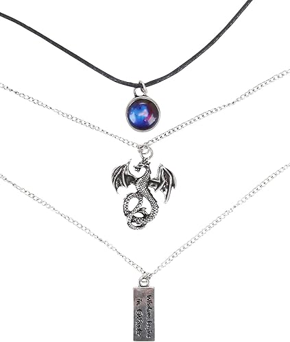 Download Amazon Com Lovesick Dragon Galaxy Wisdom Triple Layered Necklace Set Jewelry