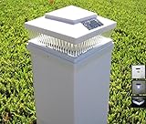 White Square 6" x 6' Solar Powered 5 LED Fence Post Cap Light