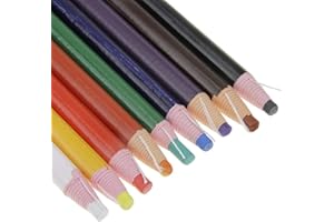 Ylucky 9 Color Peel Off China Marker Grease Wax Pencils Set Crayon Pen Writting on Leather Cellophane Vinyl Metal Skin Clothing Roll Film Wood Art Drawing Supplies Bulk Paper Wrapped Tools