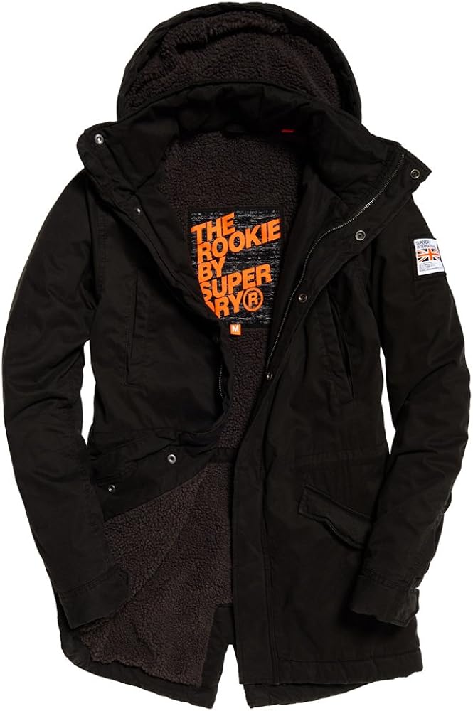 Superdry Mens Rookie Military Parka Jacket Bitter Black Black XX