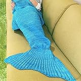Holidayli Mermaid Tail Blanket for Adults Super Soft Sleeping Bags 71"x35.5" (Blue)