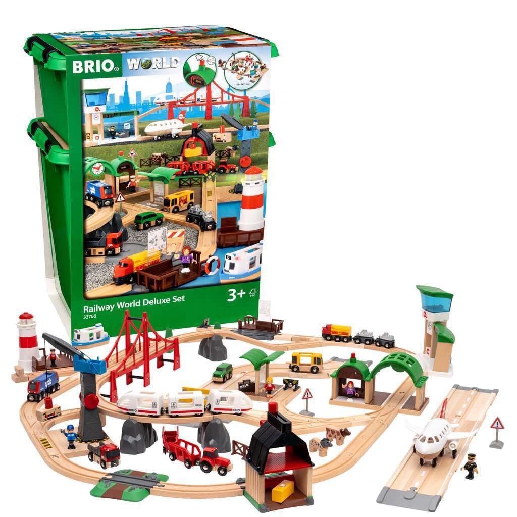 BRIO(ブリオ) ワールドデラックスセット 33766 対象年齢 3歳~ [おもちゃ 玩具 木製おもちゃ 木製レール レールセット プレゼント（誕生日/クリスマス） 電車 船 飛行機 ]商品画像