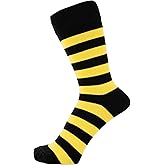 ZAKIRA Finest Combed Cotton Striped Dress Socks for Men, Women