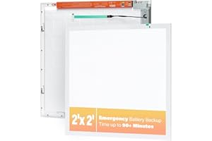 VocgoUU 2 Pack 2x2 LED Flat Panel Light with Emergency Battery Backup, Up to 1.5H of Power Support at 8W Output, 0-10V Dimmable, 3000/4000/5000K and 20/30/40W Selectable, UL & ETL
