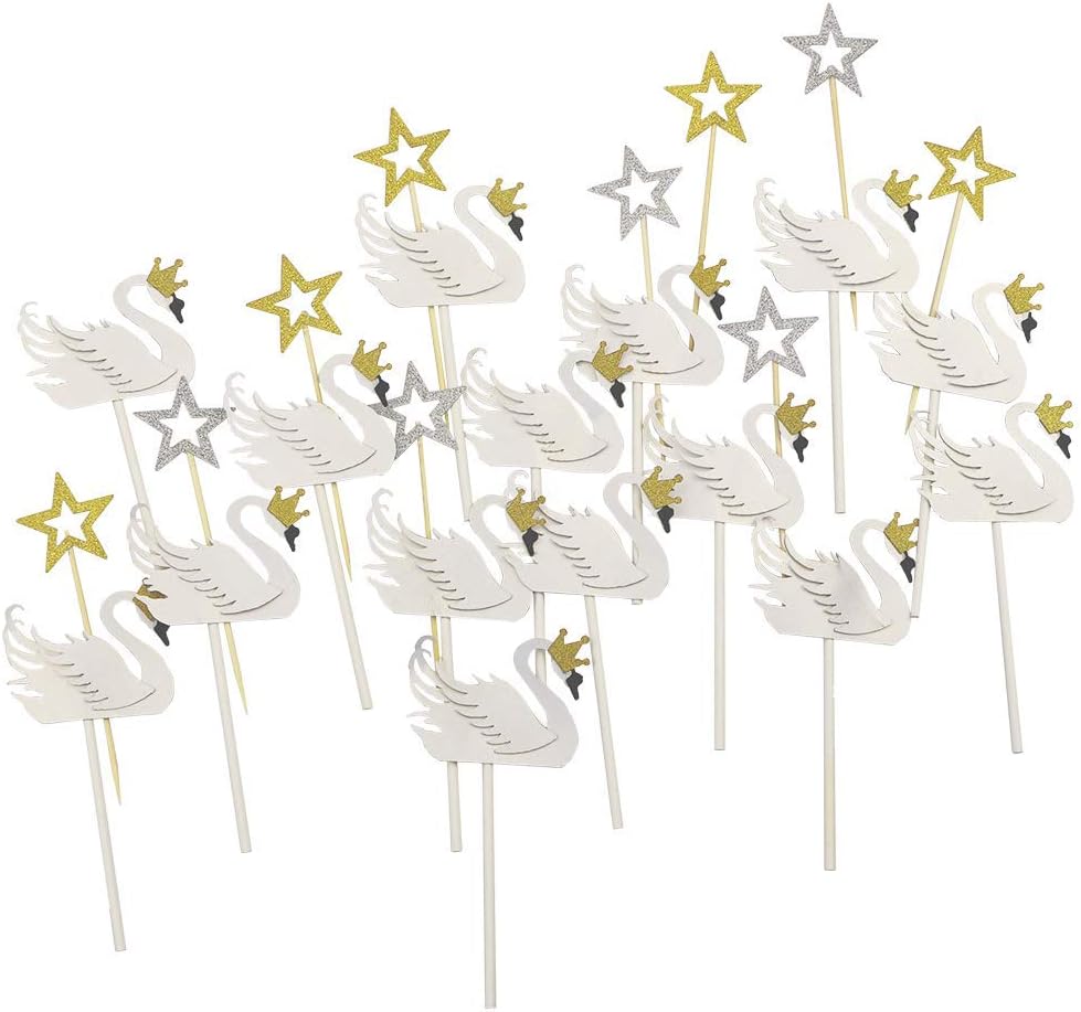 30pcs Swan Cupcake Topper