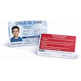 Kid ID Card with Photo for School, Daycare &amp; Travel, 2 Pack | Wallet-size child safety cards help caregivers access emergency contact details quickly.