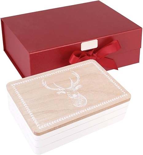 Amazon De Teetrinkern Geschenk Set Von Luxus Weiss Hirsch Tee Box In Personalisierbar Rot Geschenk Box Gestrichene French Country Stil Sechs Bereich Tee Box Mit Rustikaler Hirsch Rentier Design Und Rot Magnetischer Geschenk Box Mit Band Krawatte