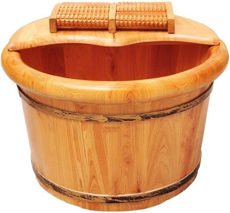 Foot Spa Bath Barrel For Spa,Foot Tub,Wooden Bucket Household Wash Basin,Smooth And Delicate Footbath Cypress,Sauna,Soak,soaking, Pedicure Bowl Barrels，Wood Foot Basin Tub Bucket With Lid With Feet M