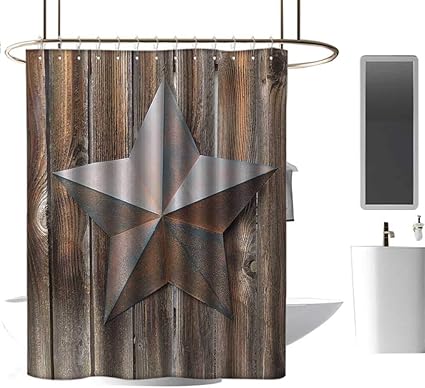 Cortina de ducha de tela de poliéster, diseño de estrellas oxidadas