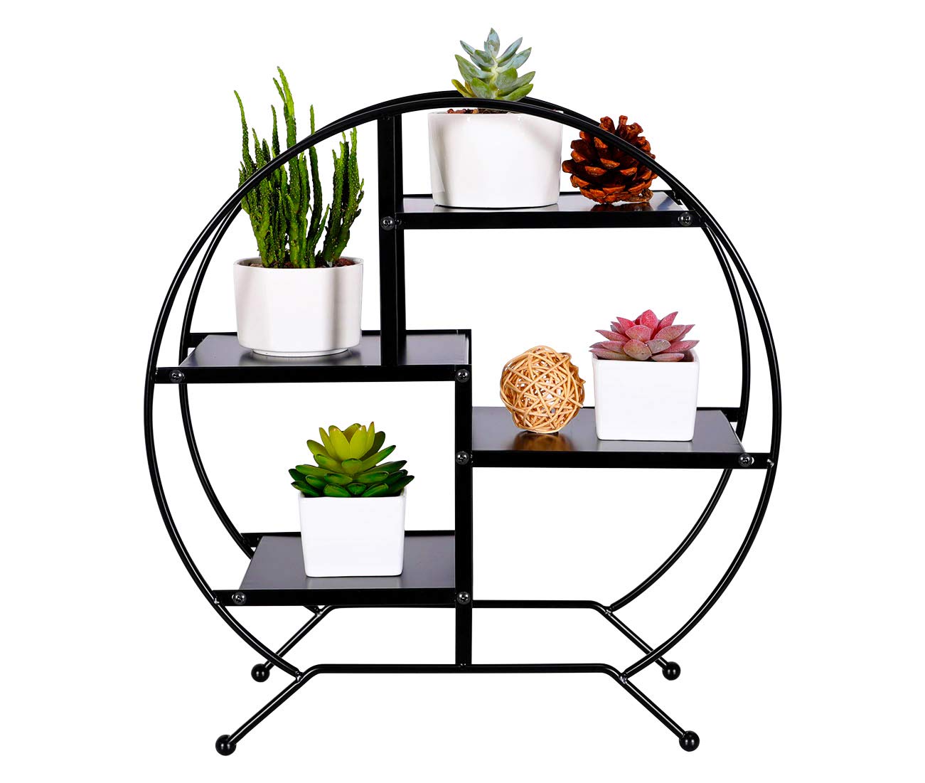 Vintage Mid Century Modern 4 Shelf Round Metal Wire Plant Stand Desktop