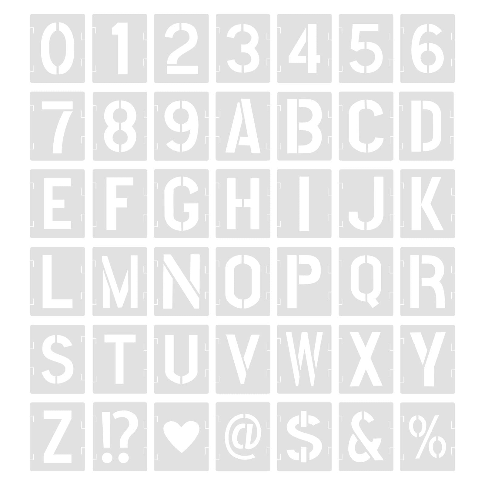 SAVITA 42pcs Alphabets Number Stencils, 5cm Plastic Reusable Letter Stencils Craft Stencils Symbol Numbers for Painting DIY Art Projects Decoration