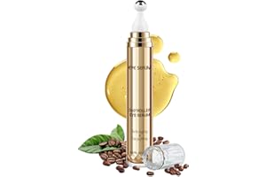 MUOCOBU 5% Caffeine Eye Serum, 0.67 Fl. Oz. Under Eye Cream for Dark Circles and Puffiness Eye Care Eye Serum Anti Aging with 360° Massage Ball Reduce Eye Bags, Wrinkles and Fine Lines
