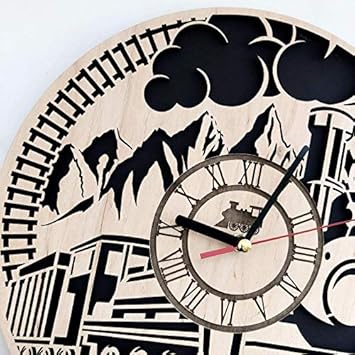 Buy Railway Steam Train Wall Clock Eco Wood Unique Gifts Ideas