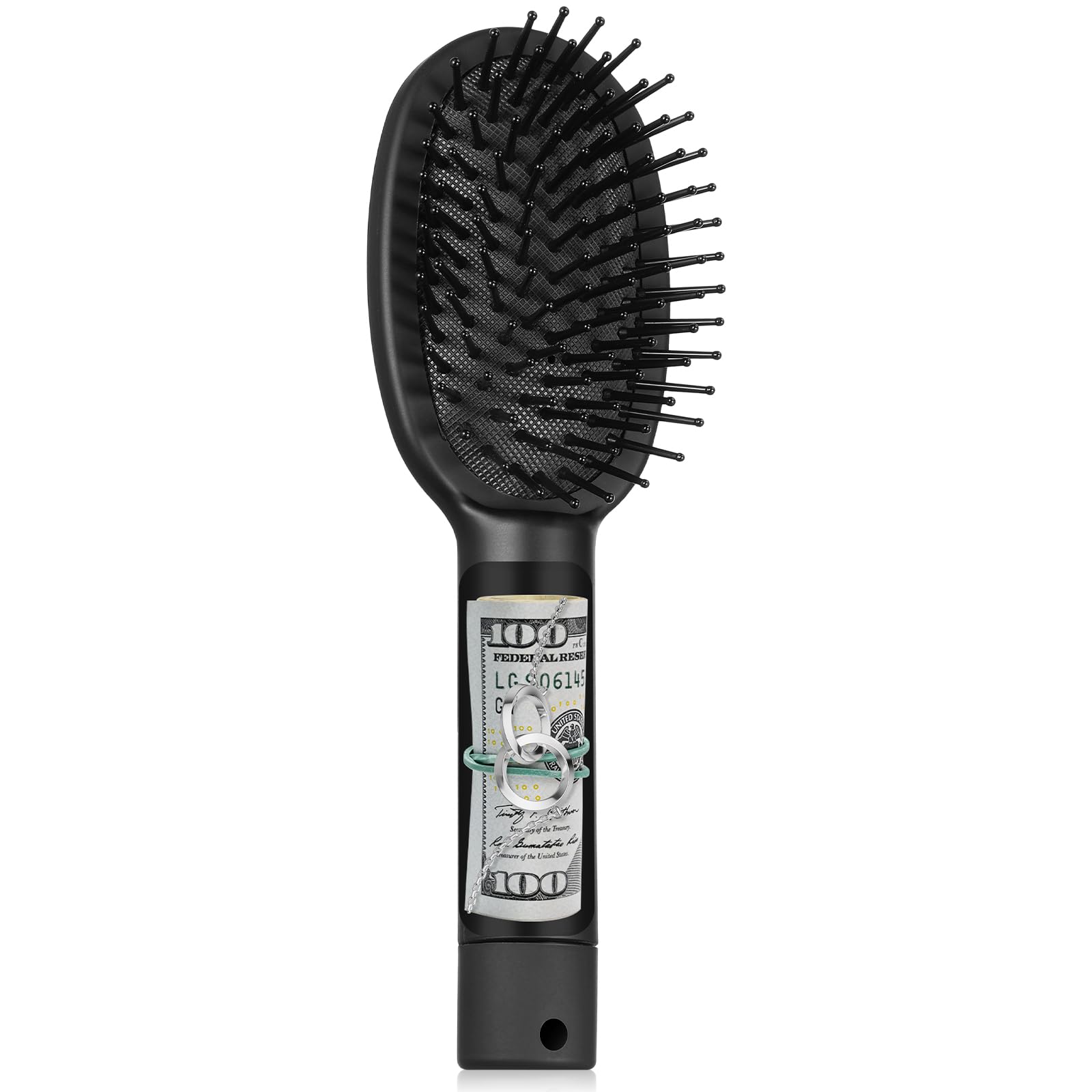 NUOBESTY Hair Brush to Hide Money, Jewelry, Cash, Mini Key Secret Hide Brush Secret Compartment Items Hair Brush Comb for Travel or Home, Black