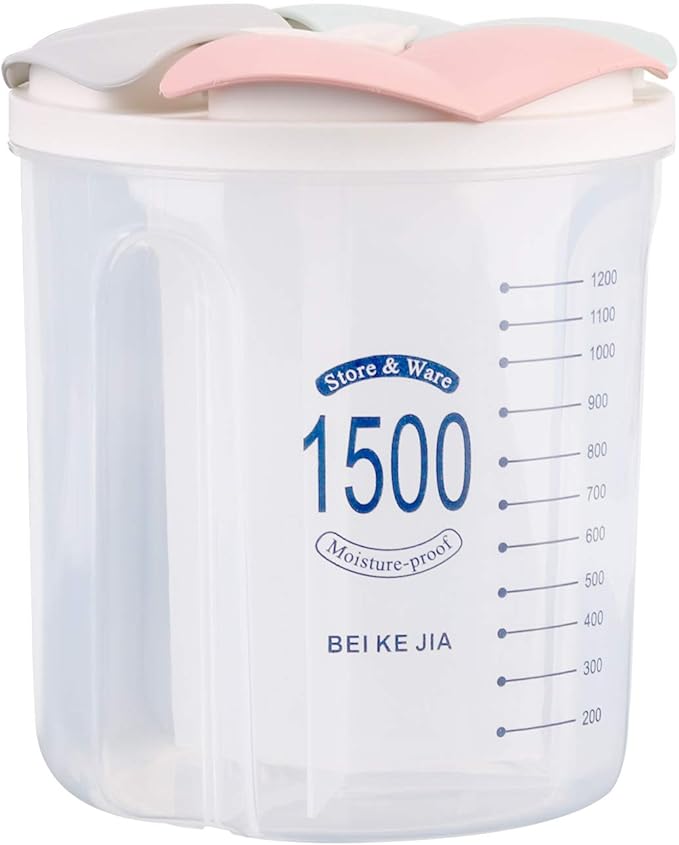 Yeswell 1.5L Luftdichte Vorratsbehälter, 3-Gitter Clear Vorratsdosen