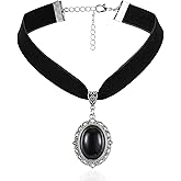 Tucnoeu Velvet Choker Gothic Necklace Costume Jewelry, Vintage Black Choker Necklaces for Woman, Victorian Halloween Cosplay Christmas Jewelry Gift for Women
