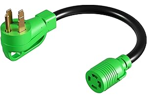 oviitech NEMA 14-50P to L14-30R Generator Transfer Switch Adapter Cord，250V, SJTW 10AWG*3C,50Amp Male to 30Amp Female Generator Welder Dryer RV EV Adapter Cord, 1.5FT,Green
