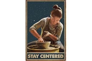Creative Tin Sign Girl Makes Pottery Stay Centered Pottery Poster Vintage Metal Tin Sign Retro Garage Sign Man Cave Wall Deco