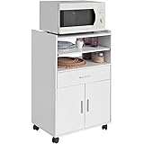 SoBuy FSB09-W レンジ台 食器棚 キッチンカウンター キッチンラック スリム 木製 レンジラック ホワイト 北欧 幅60cm