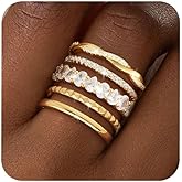 TOSGMY Stackable Gold Silver Rings for Women Non Tarnish Dainty 14K Gold/Silver Plated Stacking Thumb Ring Set Cubic Zirconia Eternity Wedding Bands Engagement Rings for Women Gold Jewelry Size 6-11