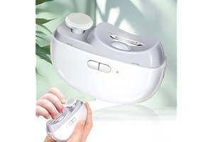 LOQOMI Electric Nail Clipper 2 in 1 Design, Automatic Baby Nail Trimmer with Light & 2 Speeds, Nail Polisher, USB Rechargeable Safety Electric Nail File for Babies, Kids, Adults and Seniors