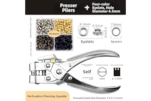 Professional Eyelet Hole Punch Pliers Kit with 100/200 Metal Grommets for Fabric Belts Canvas Shoes Punching Tool(with 200Pcs