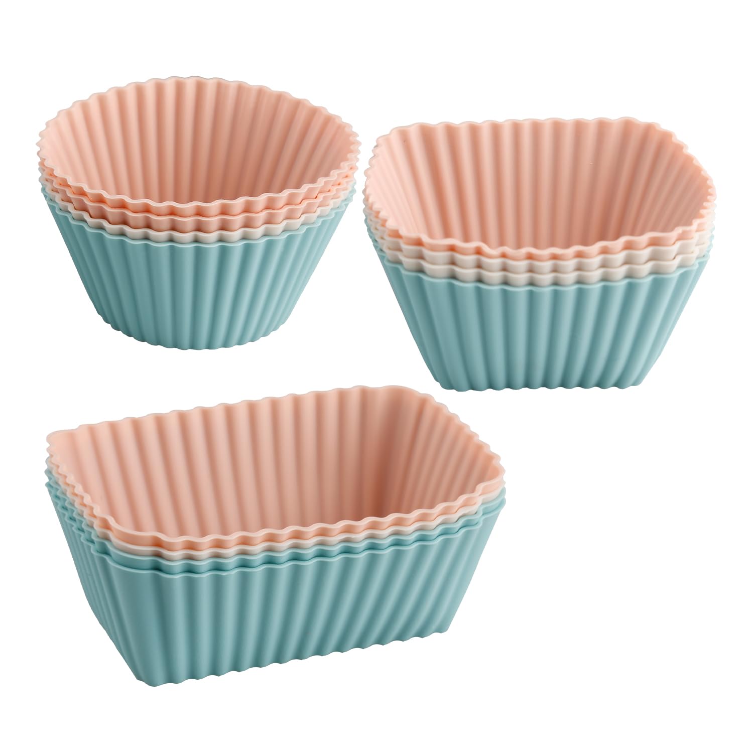 Rumyve 12pcs Silicone Cupcake Liners,Reusable Silicone Cake Molds,DIY Baked Bento Lunch Box Dividers (Style B