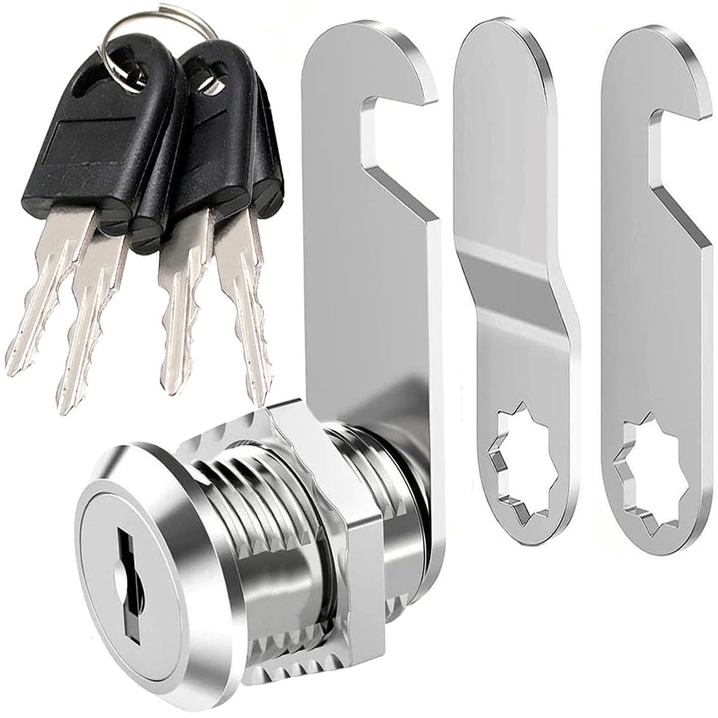 Litensh Letterbox Lock with 4 Keys, Lock for Post Box Drawer Lever Mailbox Cam Cupboard Cabinet Doors Locker Lock, Diameter 18 mm (1, 25MM)