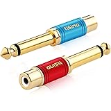 TISINO RCA to 1/4 Adapter, Gold Plated Pure Copper RCA Female to Quarter Inch Jack TS Mono Adapter Audio Connector - Multicol