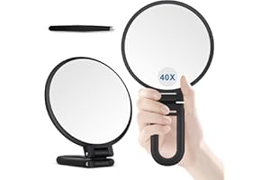 B Beauty Planet 40X Magnifying Mirror, Hand Mirror with Handle, Double Sided Hand Mirror with 40X/1X Magnification, Travel Es