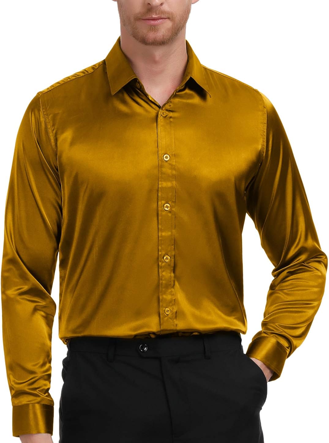 mens slim fit silk shirt